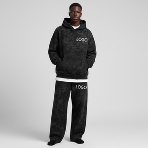 Sudadera con Capucha de Estilo Urbano, Personalizada, 480GSM, 100% Algodón, Estampado Sólido, Lavado Ácido, Pantalones Anchos Desteñidos, Diseño Hip Hop - Product Image 1