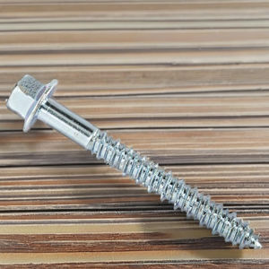 Vis à tête hexagonale à queue longue PDC, acier au carbone, métrique/pouce, classe 4, zingué, queue partielle, pointe acérée, bois structurel - Product Image 1