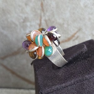 925 Sterling <b>Silver</b> Chakra Gemstone <b>Ring</b>, Handcrafted Bohemian Jewelry Gift for Wedding or Party - Product Image 2
