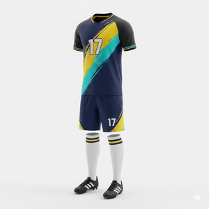 Maillot de football personnalisé par sublimation OEM/ODM, respirant et à séchage rapide, ensemble de maillot de football 100% polyester, col en V, manches courtes - Product Image 6