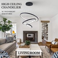 Lustre rond moderne en acrylique avec pendentif LED en forme d'anneau pour la maison, la villa, l'hôtel, le salon, la salle à manger, la chambre à coucher