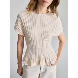 เสื้อสเวตเตอร์ถักแขนสั้นลายทางแต่งระบายสำหรับผู้หญิง - Product Image 6