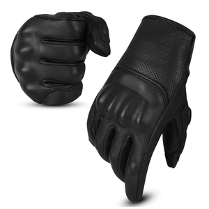 Premium Leather Motorbike Gloves Summer Riding Protective Gear Motorcycle Auto Racing Wear Black Gloves For Men - Product Image 3