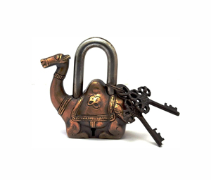Antique Handmade Brass Door Padlock with Unique Collectible Keys Fully Functional and Stylish Combination Security Design - Product Image 1