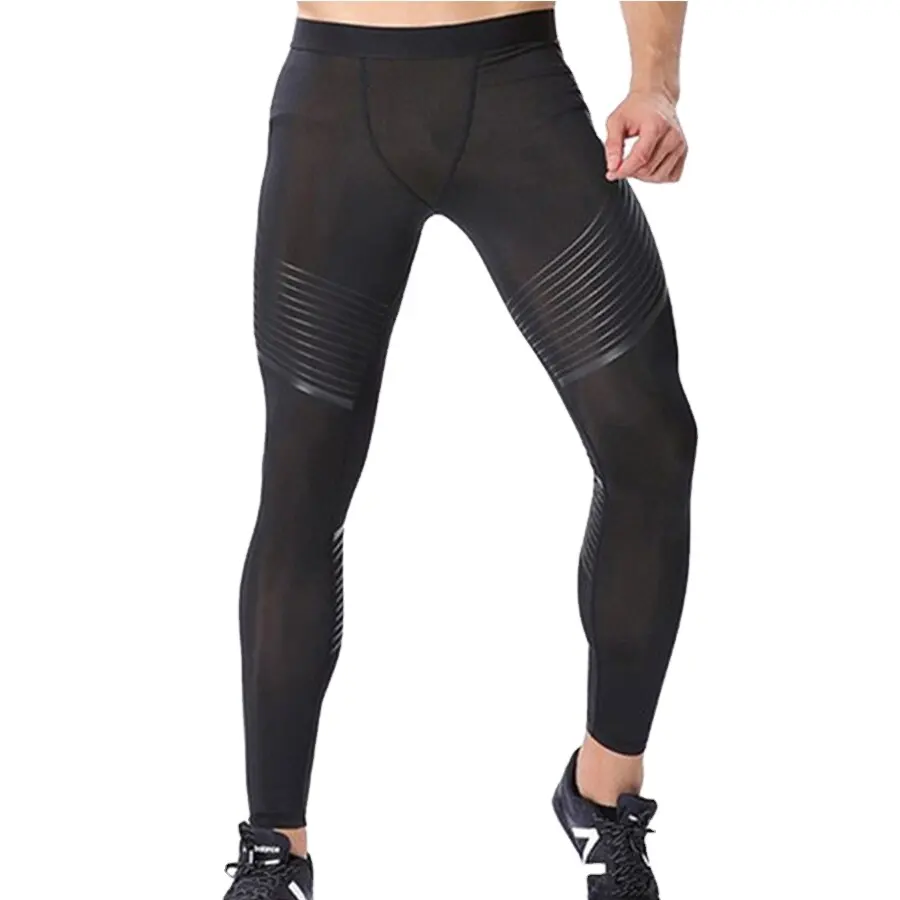 Compression Pants Men Running Tights Fitness Sport Leggings Pants Gym Training Joggers Fitness Athletic Striped Skinny Trousers