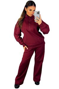 Sweat-shirt long en molleton pour femme personnalisé, couleur bordeaux, avec broderie, col rond, poignets côtelés, automne-hiver, entraînement, logo frontal, sweat-shirt à capuche - Product Image 6