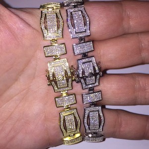 VVS1 Moissanite Tennis Charm Bracelet 925 Sterling <b>Silver</b> Gold Plated IGI Certified Gift Jewelry <b>for</b> Women <b>Men</b> Unisex - Product Image 2