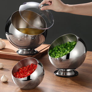 <span class=keywords><strong>Bol</strong></span> à assaisonnement en acier inoxydable à ouverture oblique avec base pour hôtel, restaurant, buffet, sauce, salade, fruits - Product Image 6