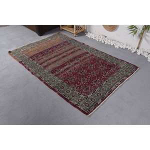 Tapis en laine turque Vintage rouge vert classique 3.9X6.1 pieds tissage plat Patchwork Design 10mm tapis de Jute pour salon Latex - Product Image 2