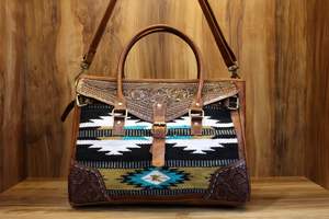 Estilo de moda occidental Duffel de cuero genuino Aztec Southwest Weekender Travel Duffle Luxury Weekender Duffle - Product Image 2