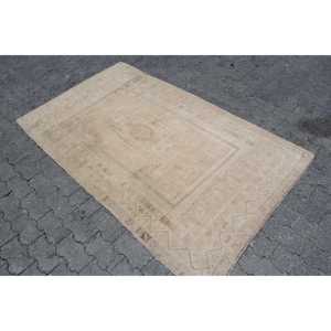 3.7x6.3 ft Vintage Turkish Rug, Accent Rug, <b>Brown</b> <b>Wool</b> Rug - Product Image 2