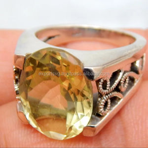 แหวนแต่งงานผู้หญิงเงินแท้ 925 ประดับพลอยเลมอนควอตซ์ สไตล์นีโอโกธิค แบบฝังหนามเตย - Product Image 2