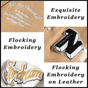 เสื้อแจ็คเก็ตเบสบอลแบบกำหนดเอง พิมพ์ลายดิจิทัล ออกแบบฟรี โรงงานขายส่ง เสื้อแจ็คเก็ตเบสบอลสีน้ำเงินเรียบ เสื้อแจ็คเก็ตเบสบอลแบบวาร์ซิตี้ - Product Image 6