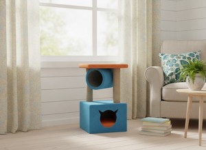 Arbre à chat tunnel classique et confortable en jute, écologique, pour chats domestiques modernes et curieux, avec emballage en carton - Product Image 5