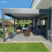 Pérgola para Piscina Exterior KAKADU, Sistema Louvre Baivilla Motorizado, Ventanas de Acrílico con Recubrimiento en Polvo, Persianas de Aluminio