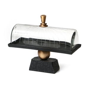 Présentoir à gâteau noir aspect naturel, dôme en verre pour fête de mariage, anniversaire, désert, plateau de présentation pour assiette à beurre, outils de service à gâteaux - Product Image 5