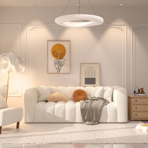 Canapé trois places en tissu style rétro moderne français, design crème bonbon, durable et écologique, pour salon de villa - Product Image 1