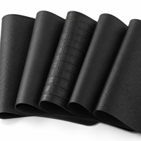 Tissu en similicuir noir gaufré effet crocodile de haute qualité pour chaussures, sacs à main, canapés et revêtements de sièges de voiture