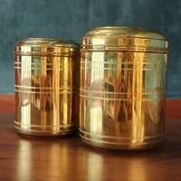 Juego de Recipientes de Almacenamiento Metálicos Dorados, Contenedores Cilíndricos Clásicos con Diseño de Líneas Grabadas al Mejor Precio - Product Image 3