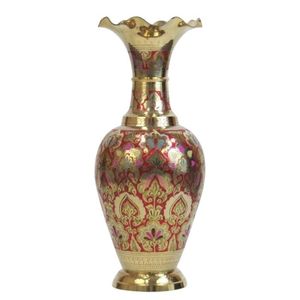 Florero de latón de alta calidad con pintura roja grabada y acabado dorado para decoración del hogar, florero decorativo de mesa - Product Image 1