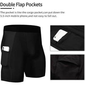 Pantalones cortos de compresión transpirables de gran tamaño para hombre, ropa de calle personalizada de secado rápido, pantalones cortos de compresión personalizables con patrón sólido para hombre - Product Image 2