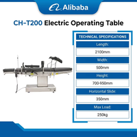 Table d'opération chirurgicale électrique CH-T200 à quatre commandes, translation longitudinale, en acier inoxydable 304, table de bloc opératoire pour radiographie