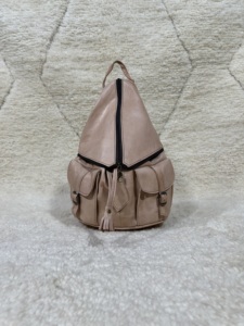 Mochila de cuero genuino de estilo bohemio de alta calidad hecha a mano 100% con cubierta antirrobo y patrón geométrico - Product Image 4
