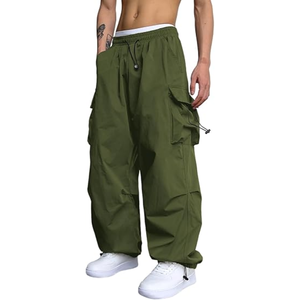 Pantalones de chándal de lona informales para hombre, pantalones de chándal cónicos con cintura media elástica, pantalones transpirables con cordón - Product Image 4