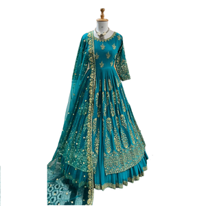 Preparado tradicional étnico indio paquistaní Kurti & Dupatta Georgette con bordado completo cosido Lehenga al por mayor - Product Image 1