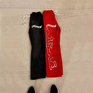 Pantalones de chándal de peso pesado personalizados para hombre, lavado ácido, se desvanece el sol, pantalones de jogging rectos dobles, cintura elástica, Impresión de pantalla media, sueltos - Product Image 5