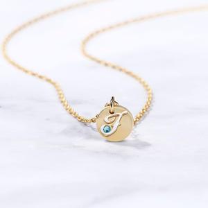 Jeulia Custom <b>Initial</b> Coin Pendant <b>Necklace</b> in Rose Gold Sterling <b>Silver</b> with Zircon - Product Image 3