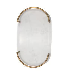 Vente en gros de plateau en marbre classique Poignées dorées Plateau de service rectangulaire personnalisable pour hôtels restaurants Aliments décoratifs blancs - Product Image 3