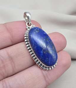Pendentif Lapis Lazuli en Argent Sterling 925, Pierre de Naissance de Septembre, Bijou Vintage Fait Main, Cadeau pour Femmes et Enfants - Product Image 5
