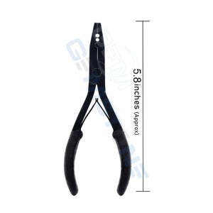 Pinzas de Acero Inoxidable para Extensiones de Cabello – Herramienta Cerradora de Micro/Nano Beads de 2 Orificios, Acabado Negro Mate Multifuncional - Product Image 1