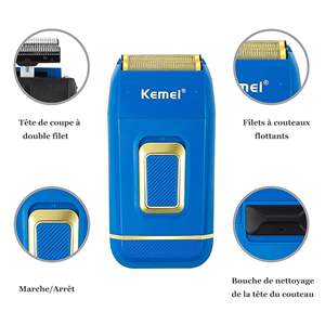 Rasoir électrique sans fil rechargeable à double grille pour hommes chauves, utilisation visage et corps, fournitures de barbier - Product Image 5