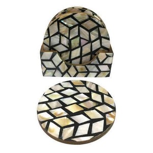 Royal Decorative Mother of Pearl <b>Coaster</b> <b>Set</b> MOP <b>Coaster</b> Gift Item Home Decoration Corporate Gift Unique <b>Coaster</b> - Product Image 6