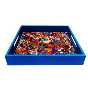 ถาดไม้พิมพ์ลายเคลือบสไตล์วินเทจถาดเสิร์ฟตกแต่งทำมือสำหรับเครื่องดื่มอาหารเช้าและขนมหวานถาดเสิร์ฟยามเย็น - Product Image 5