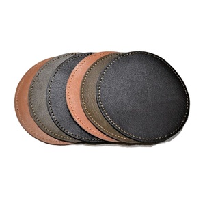Eco-Friendly Premium PU Leather Coasters Custom Luxury Round Office <b>Mats</b>/Pads with Stylish Classy Look Competitive Price - Product Image 1