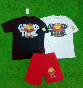 Conjunto corto de 2 piezas de diseño propio personalizado, conjunto de manga corta estampado sencillo y único para hombre, producto más vendido, algodón transpirable - Product Image 1