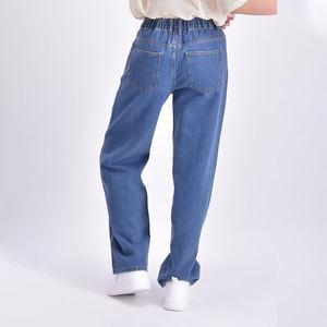 Venta al por mayor de las mujeres de la calle recta de mezclilla pantalones vaqueros elásticos 100% de algodón lavado de arena transpirable de secado rápido - Product Image 3