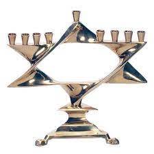 menorah candle stick Stylish Brass Menorah Candle Holder Jewish Hanukkah <b>Lamp</b> Decorative Candle Stand Elegant Home Accent - Product Image 3