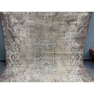 Tapis vintage surdimensionné 7,1x10,6 pi (217x324 cm), marron, motifs plantes et arbres, tapis turc - Product Image 2