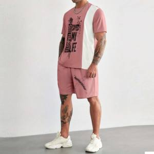 Conjunto de camisetas y pantalones cortos con estampado gráfico de dos piezas personalizado, ropa de verano para hombre, conjunto de camisetas y pantalones cortos de talla grande de 2 piezas para hombre - Product Image 1