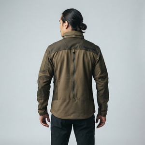 Chaqueta Cortavientos Multibolsillos Color Verde Oliva para Hombre, Chaqueta de Trabajo con Capucha, Estilo Táctico con Cremallera Completa - Product Image 3