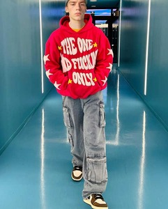 Mode unisexe personnalisée impression bouffante 3D surdimensionné poids lourd 100% coton Streetwear sweats à capuche bouffant de lettres - Product Image 5