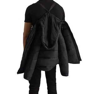 Factory Made Solid Black Color Men's Outdoor <b>Jacket</b> High Quality Polyester Fabric Quilted <b>Packable</b> Zipper Style Puffer <b>Jacket</b> - Product Image 2