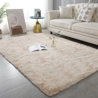 Tapis shaggy sur mesure ultra doux et moelleux, hauteur de poils 5-6 mm, avec dos antidérapant, en soie et laine, motif abstrait moderne, pour tapis de sol domestique