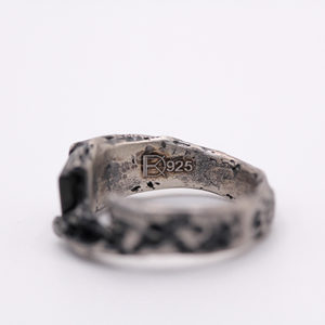 Vintage Handmade 925 Sterling <b>Silver</b> Unisex <b>Wedding</b> <b>Band</b> Rhodium Plated Wax Carved Onyx Ring Organic Texture Made in Turkey - Product Image 4