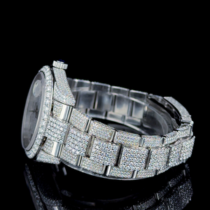 นาฬิกาข้อมือสแตนเลสสตีลหรูหราสองสี ประดับเพชรโมอิสซาไนต์แบบกำหนดเอง สไตล์ฮิปฮอป สำหรับผู้ชายและผู้หญิง - Product Image 3