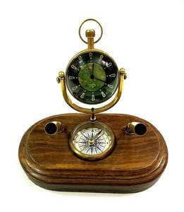 Soporte de pluma con casco de buceo, base de madera ajustada, mesa de oficina náutica, decorativo, precio bajo, listo para enviar - Product Image 5